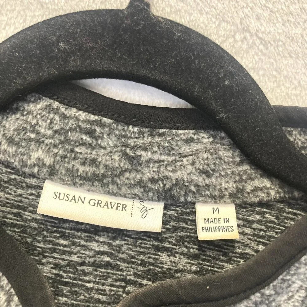 Susan Graver Fleece Zip Up Vest Womens Medium M Gray‎ Sleeveless Soft Cozy Comfy